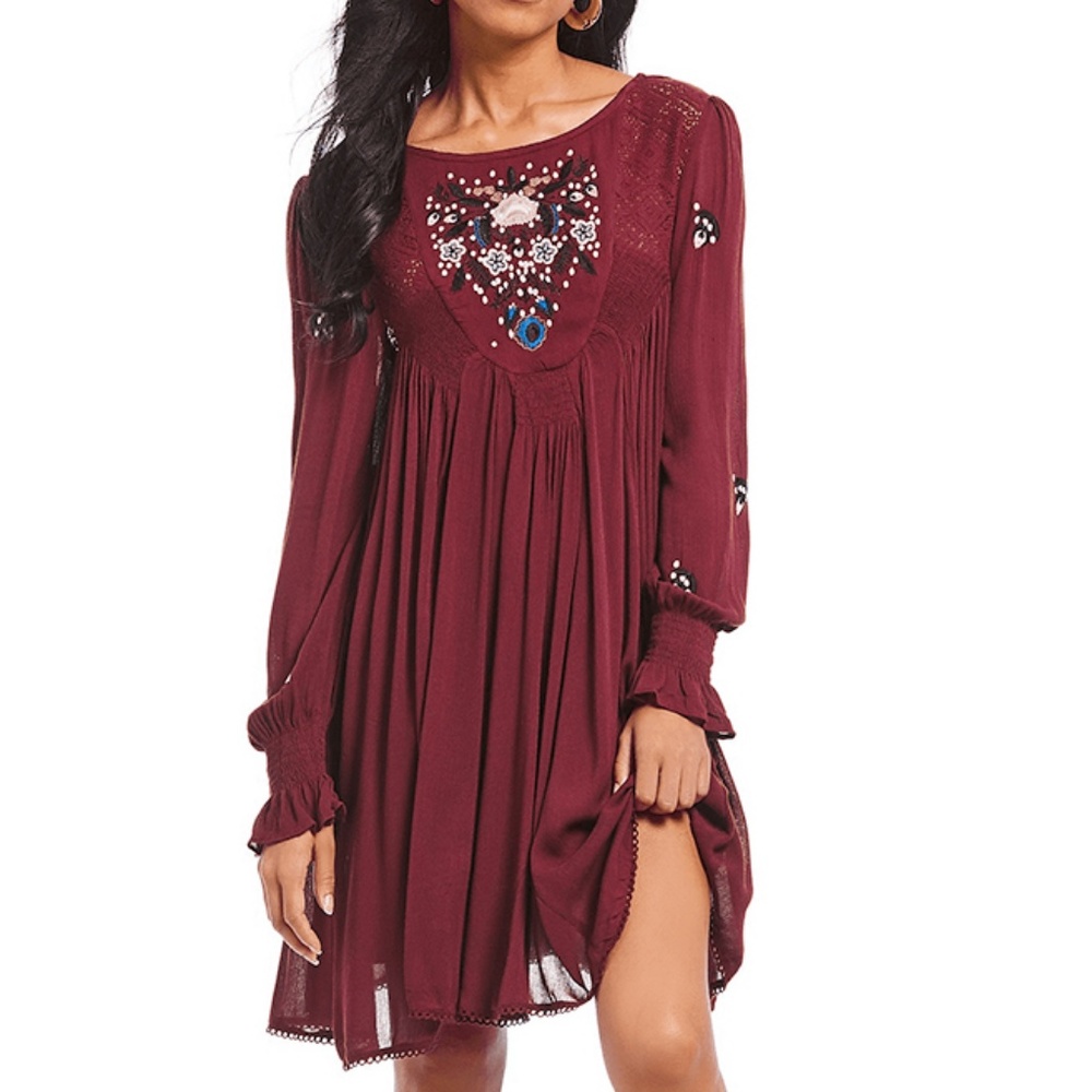 Free People Mohave Embroidered Purple Floral Dress - Picture 2 of 8